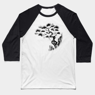 Sumi-E Pine Tree on Cliff (Transparent) Baseball T-Shirt